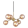 Halo Design 736560 - Suspension à câble ATOM 6xG9/28W/230V Ø 45 cm, laiton / beige fumé