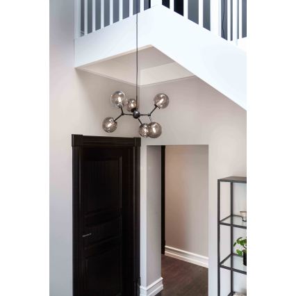 Halo Design 738823 - Suspension sur câble ATOM 6xG9/28W/230V Ø 57 cm noir / fumé