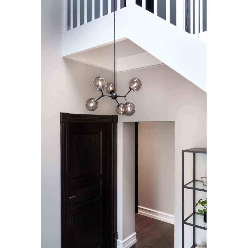 Halo Design 738823 - Suspension sur câble ATOM 6xG9/28W/230V Ø 57 cm noir / fumé