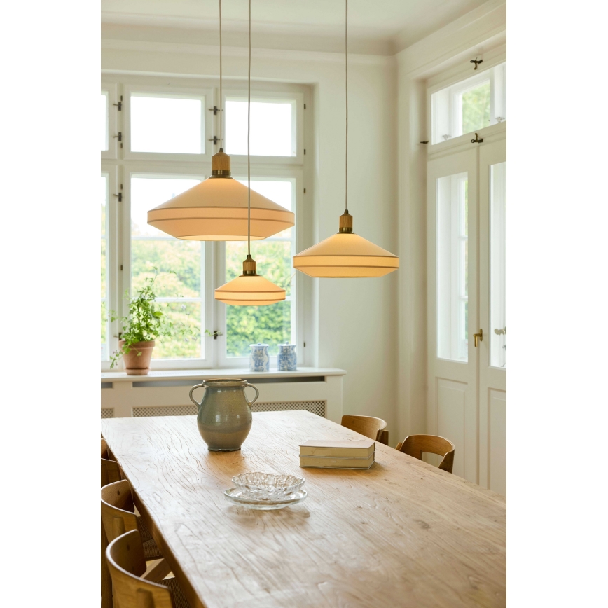 Halo Design 744091 - Suspension sur câble PARIS 1xE14/40W/230V Ø 24 cm crème/laiton/chêne