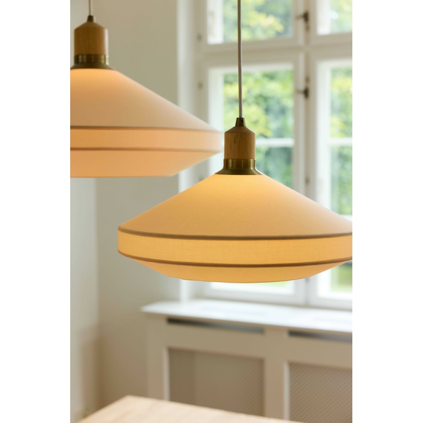 Halo Design 744091 - Suspension sur câble PARIS 1xE14/40W/230V Ø 24 cm crème/laiton/chêne
