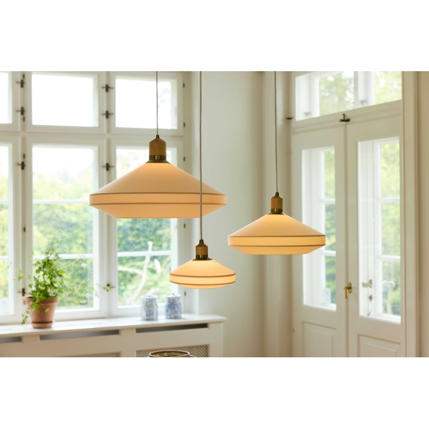 Halo Design 744091 - Suspension sur câble PARIS 1xE14/40W/230V Ø 24 cm crème/laiton/chêne