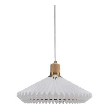 Halo Design 744169 - Suspension PARIS sur câble 1xE27/60W/230V Ø 40 cm blanc/laiton/chêne