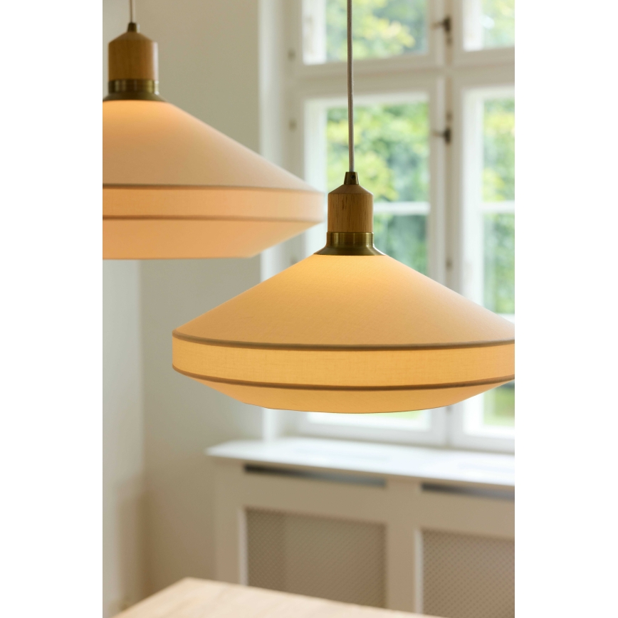 Halo Design 744305 - Suspension sur câble PARIS 1xE27/40W/230V Ø 56 cm crème/laiton/chêne