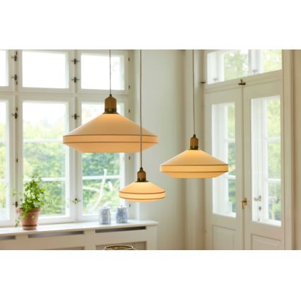 Halo Design 744305 - Suspension sur câble PARIS 1xE27/40W/230V Ø 56 cm crème/laiton/chêne