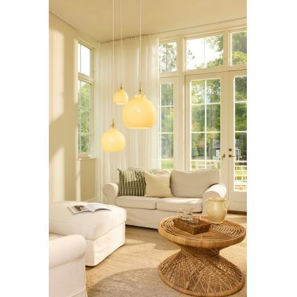 Halo Design 747931 - Suspension sur câble TOSCANA 1xG9/28W/230V Ø 18 cm beige/laiton