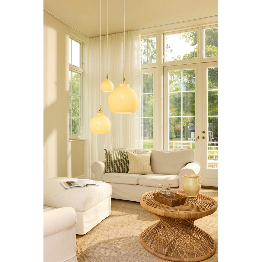 Halo Design 747931 - Suspension sur câble TOSCANA 1xG9/28W/230V Ø 18 cm beige/laiton