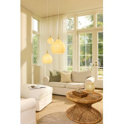Halo Design 748075 - Suspension sur câble TOSCANA 1xE27/40W/230V Ø 36 cm beige/laiton