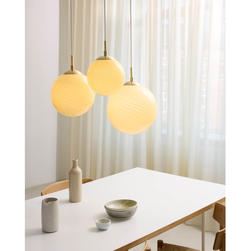 Halo Design 748471 - Suspension sur câble CANDY 1xE27/25W/230V Ø 25 cm beige/laiton