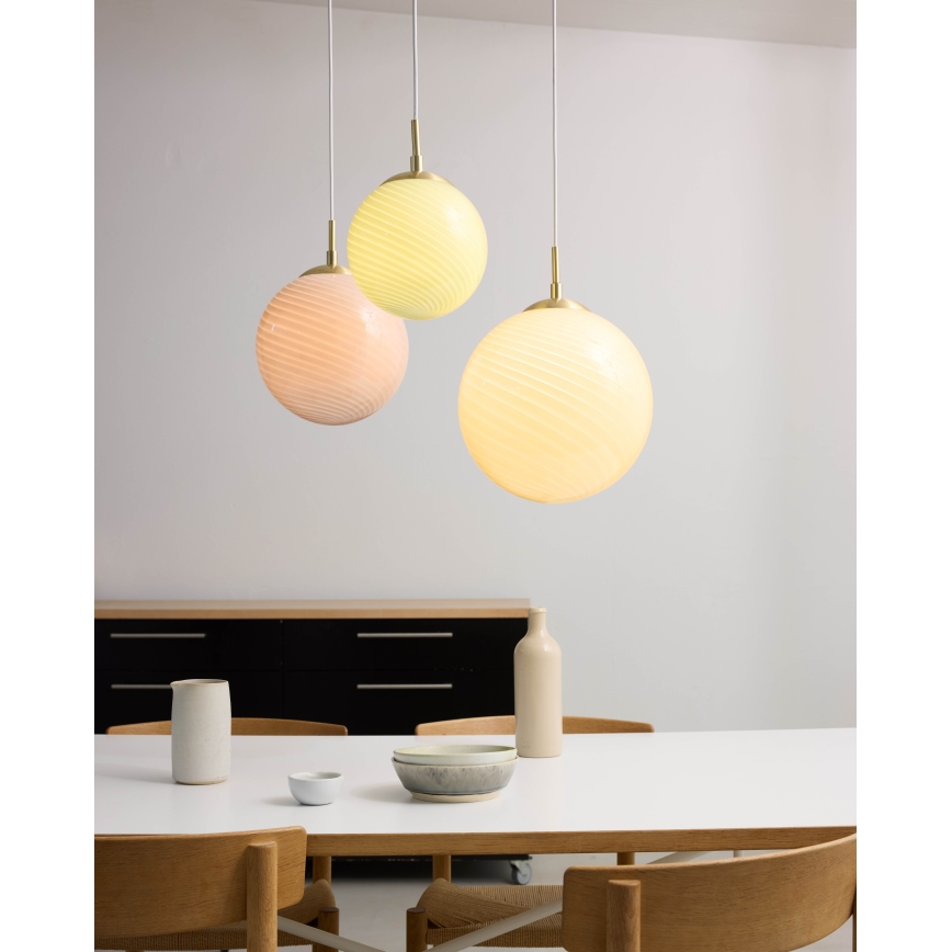 Halo Design 748488 - Suspension à câble CANDY 1xE27/25W/230V Ø 25 cm rose/laiton