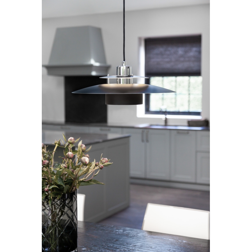 Halo Design 990259 - Suspension sur câble SORUP 1xE27/40W/230V Ø 40 cm noir/chrome brillant