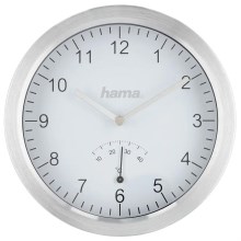Hama - Horloge murale de salle de bain avec thermomètre 1xAA IPX4 argenté