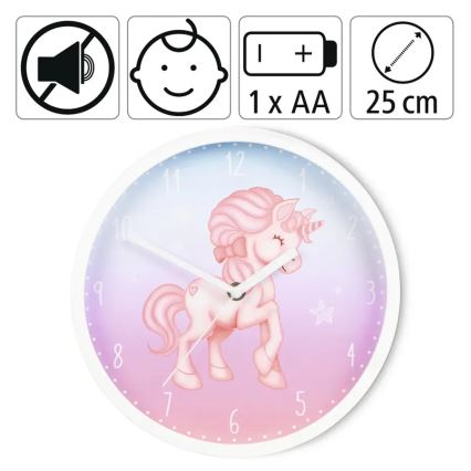 Hama - Horloge murale enfant 1xAA licorne