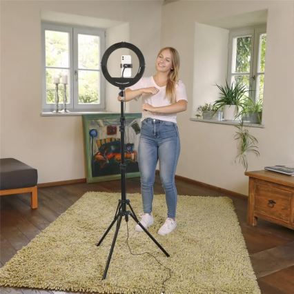 Hama - Ring light à intensité variable avec un trépied LED/10W/5V d. 30 cm + Télécommande