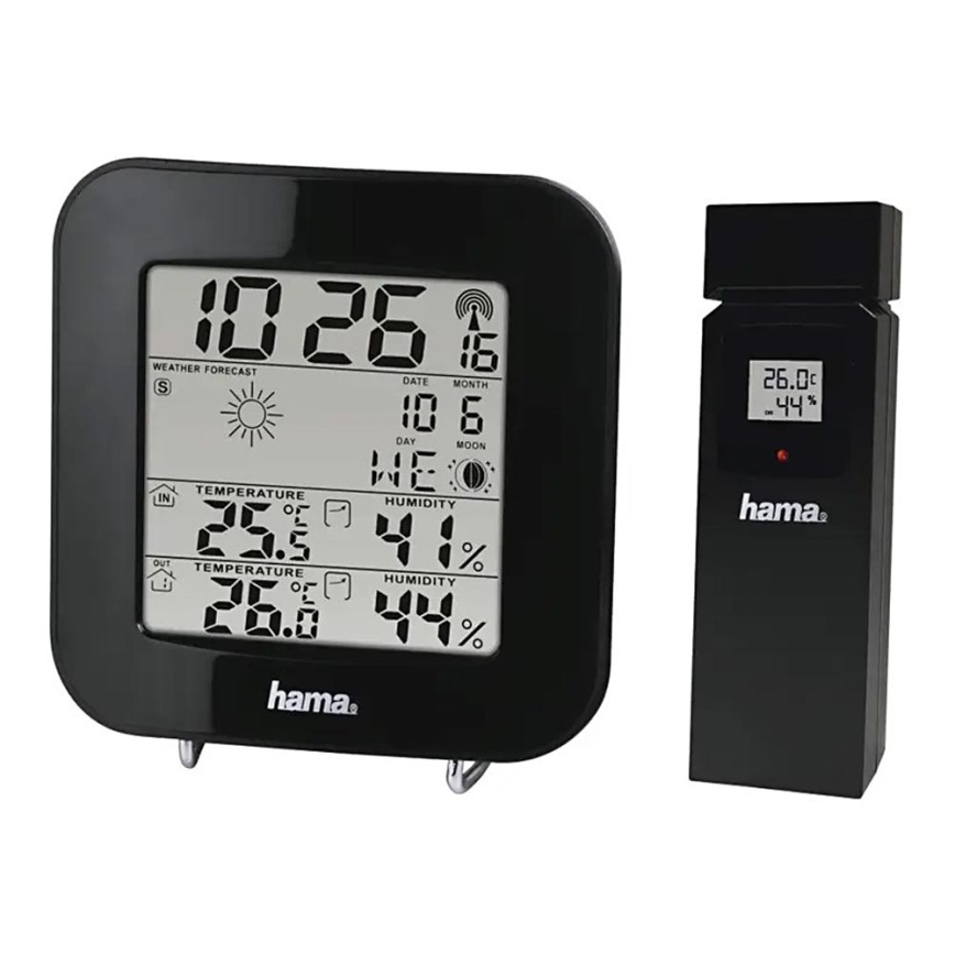 Hama - Station météo avec écran LCD et réveil 2xAA + 2xAAA noir