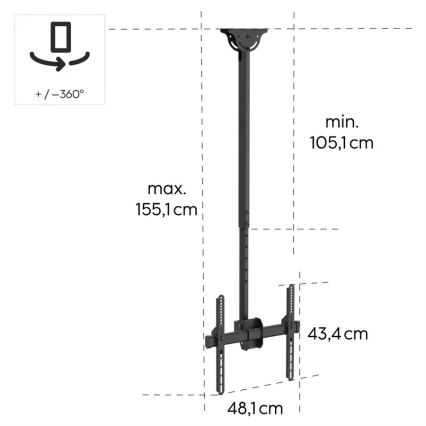 Hama - Support de plafond pour TV orientable 32-65" noir