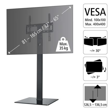 Hama - Support de sol pour TV orientable 32-65 noir