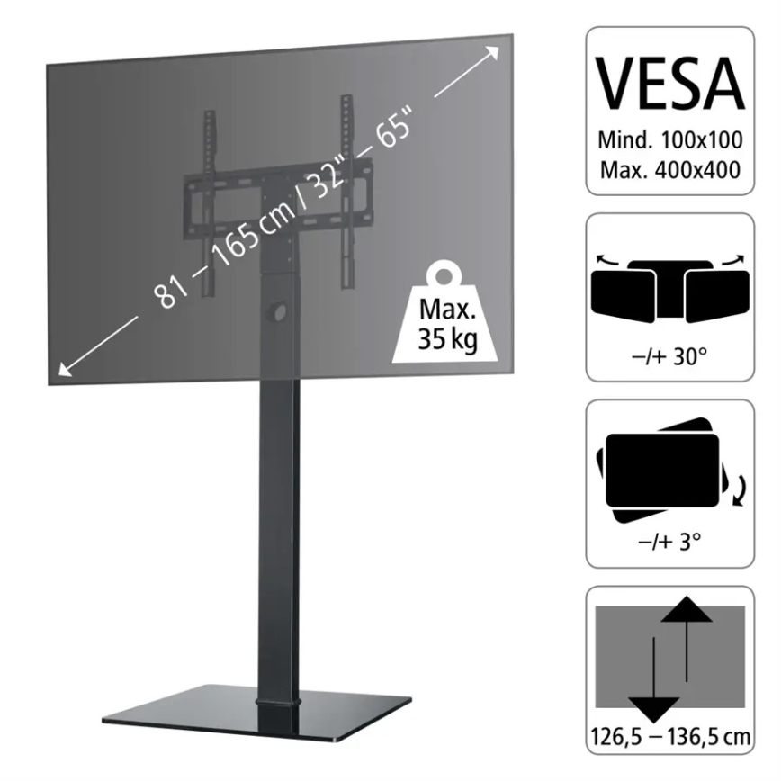 Hama - Support de sol pour TV orientable 32-65 noir