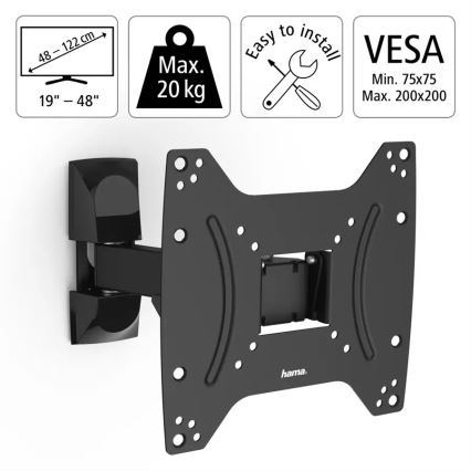 Hama - Support mural pour TV avec un bras articulé 19-48 noir