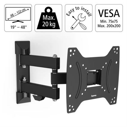 Hama - Support mural pour TV avec un bras articulé 19-48 noir
