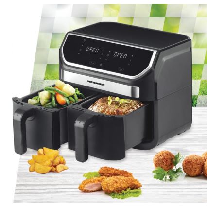 Heinner HAF-KDB1700BK - Friteuse double à air chaud 8,5 l, 1700 W/230 V, noire