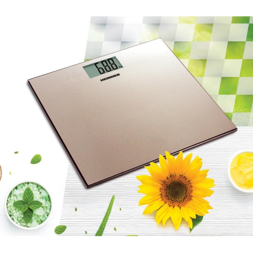 Heinner HBS-180SSGD - Pèse-personne numérique en inox, 2x AAA