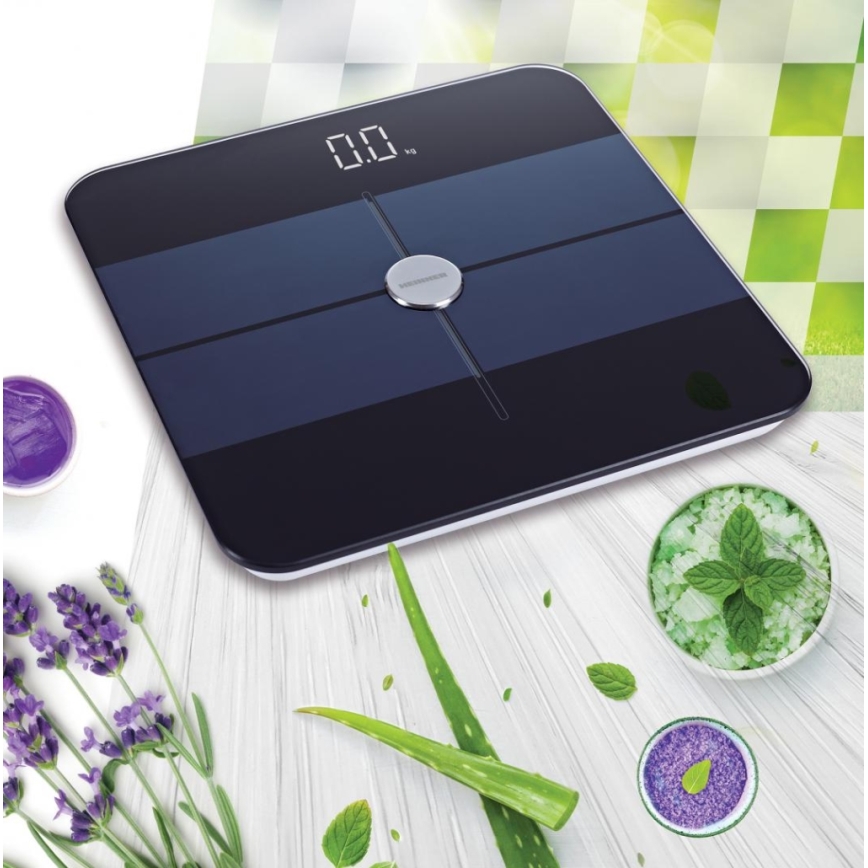 Heinner HBS-BTH180BK - Pèse-personne numérique 2xAAA noir/bleu