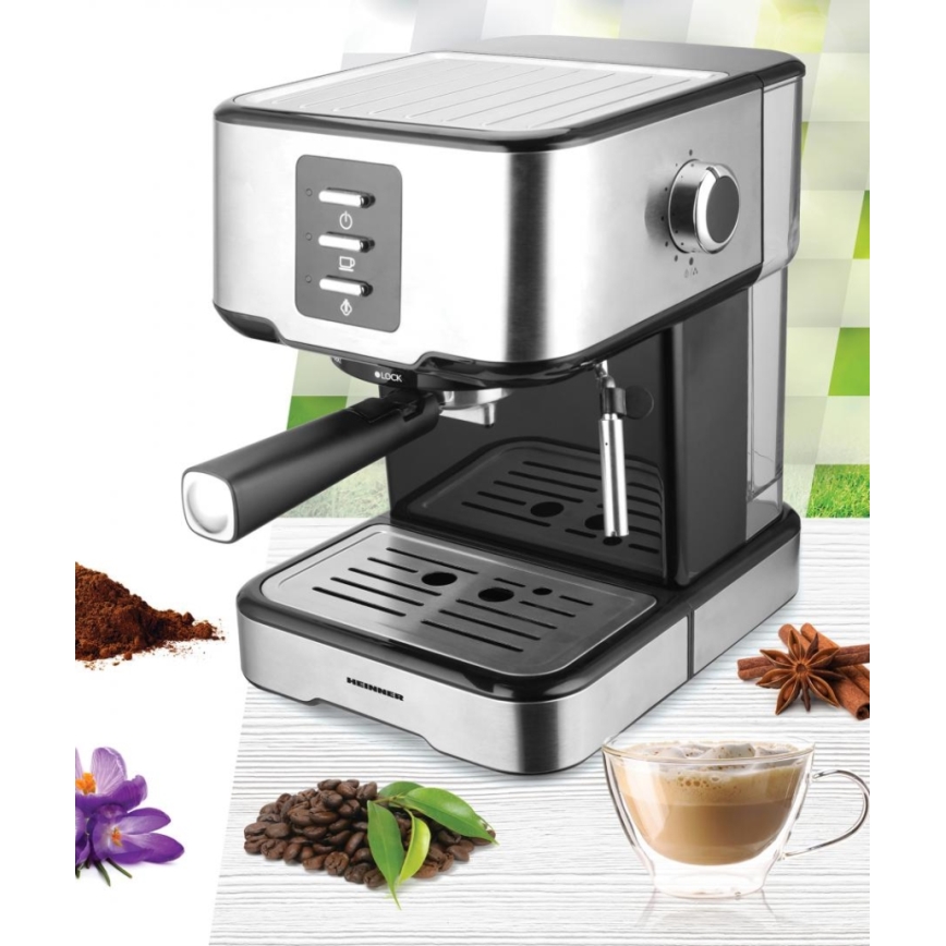 Heinner HEM-850IXBK - Machine expresso manuelle 850 W/230 V inox/noir