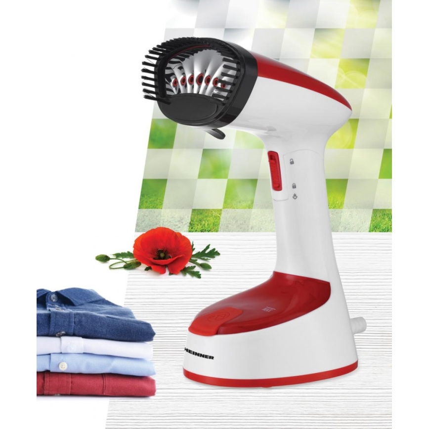 Heinner HGS-1400RD - Défroisseur vapeur à main pour vêtements 1470 W/230 V blanc/rouge