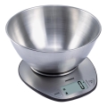 Heinner HKS-5SS - Balance de cuisine numérique avec bol, alimentée par 2 piles AAA, en acier inoxydable
