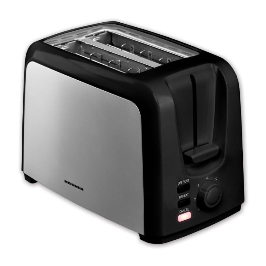 Heinner HTP-700BKSS - Grille-pain à deux fentes 700 W/230 V noir/chrome mat