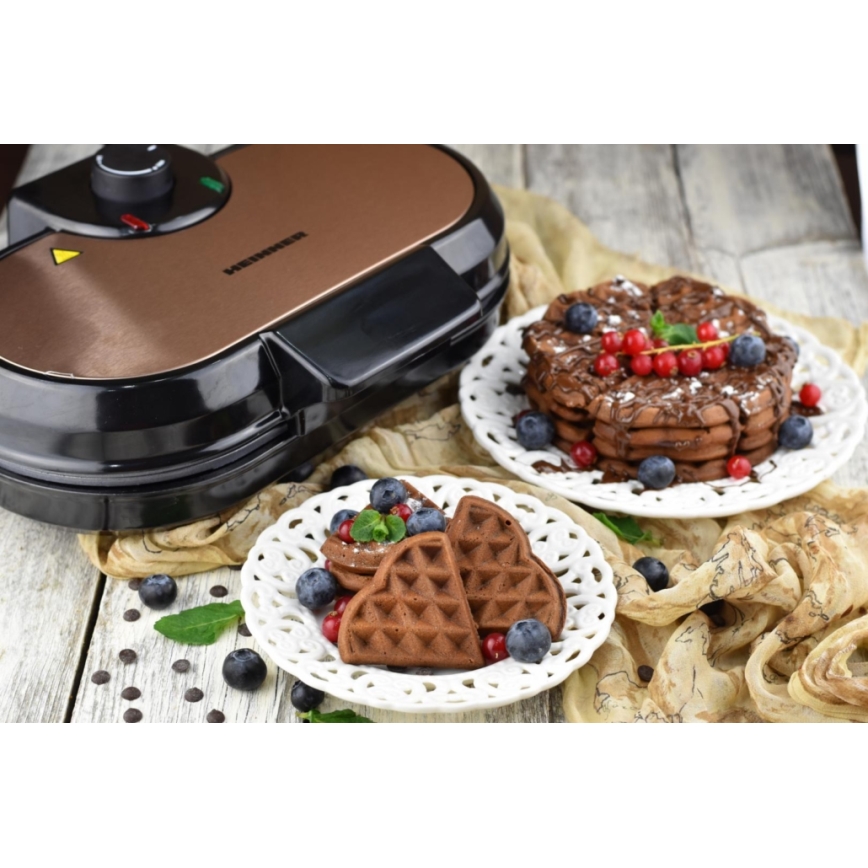 Heinner HWF-1000CR - Gaufrier 1000W/230V noir/or rose