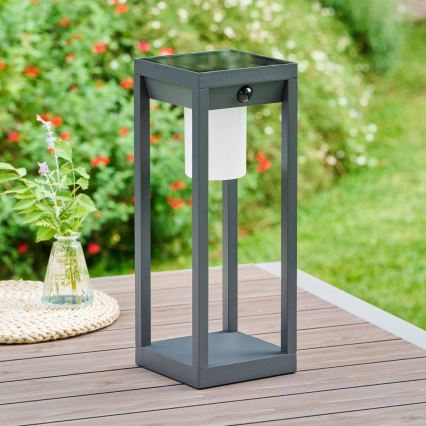 Hesperide - Lanterne solaire LED PIKY avec détecteur de mouvement, 3,7 V 2600 mAh, 40 cm, IP65, anthracite
