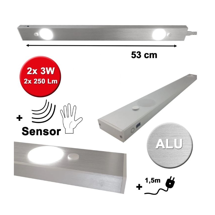 HiLite - Réglette LED de cuisine avec détecteur BERN 2xLED/3W/230V 4000K