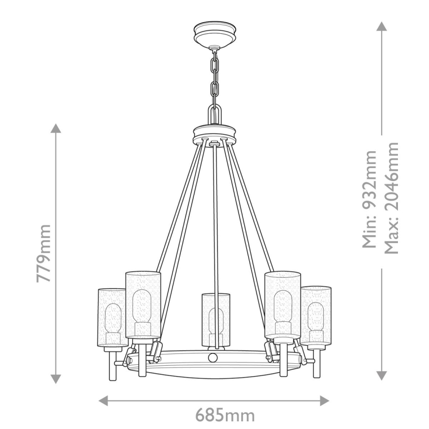 Hinkley - Suspension sur chaîne COLLIER 5xE27/40W/230V Ø 68,5 cm noir