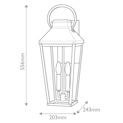 Hinkley - Applique murale d'extérieur DAWSON L 2xE14/40W/230V IP44 noire