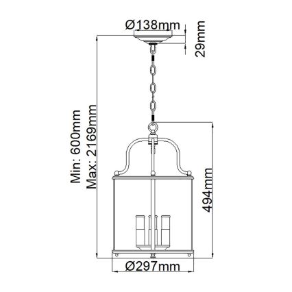 Hinkley - Lustre à chaîne GENTRY 4xE14/60W/230V doré