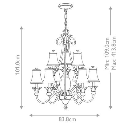 Hinkley - Suspension chaîne PLANTATION 10xE14/40W/230V bronze