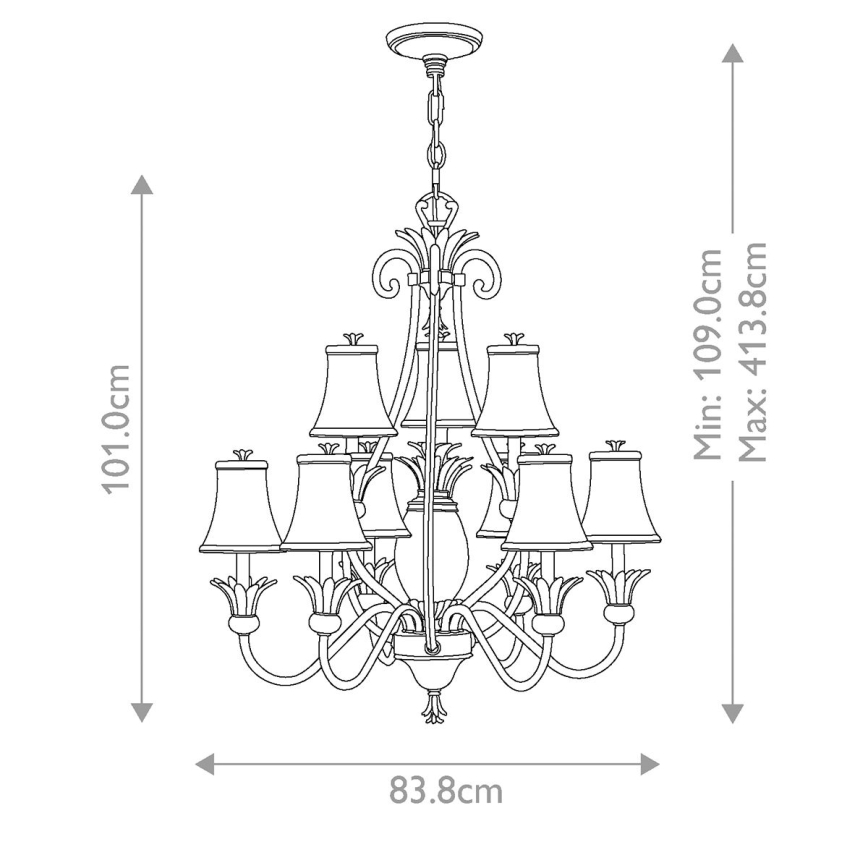 Hinkley - Suspension chaîne PLANTATION 10xE14/40W/230V bronze