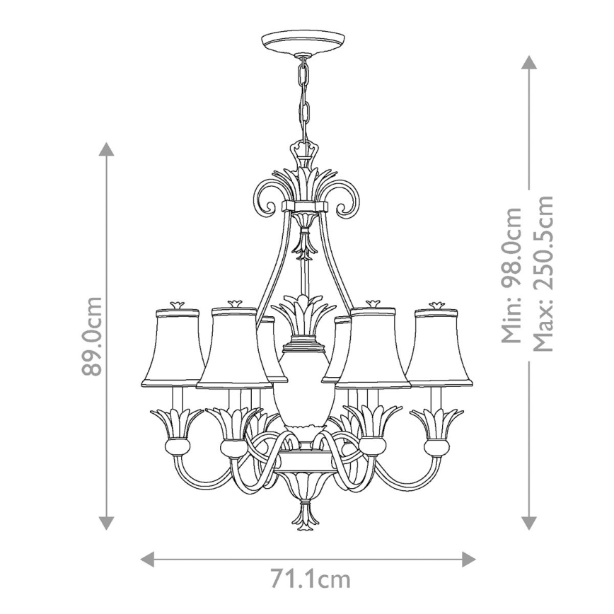 Hinkley - Suspension chaîne PLANTATION 7xE14/40W/230V argent