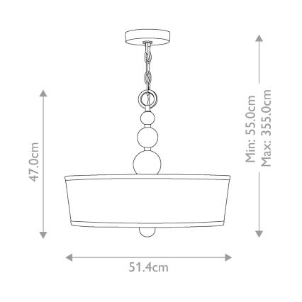 Hinkley - Suspension filaire ZELDA 3xE27/60W/230V laiton