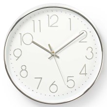 Horloge 1xAA blanche/argentée