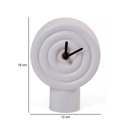 Horloge de table en céramique 16 cm, blanche, fonctionne avec 1 pile AA