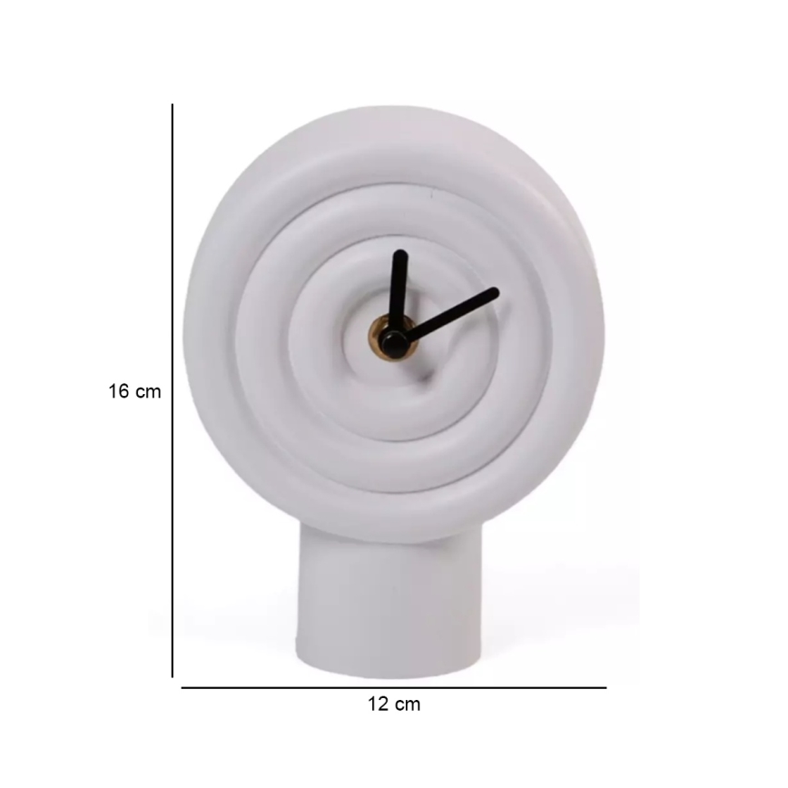 Horloge de table en céramique 16 cm, blanche, fonctionne avec 1 pile AA