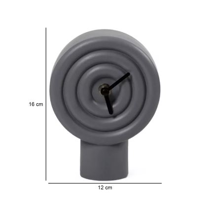 Horloge de table en céramique 16 cm, fonctionne avec 1 pile AA, grise