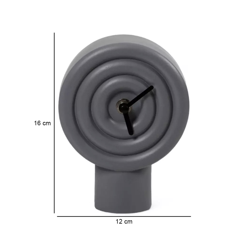 Horloge de table en céramique 16 cm, fonctionne avec 1 pile AA, grise