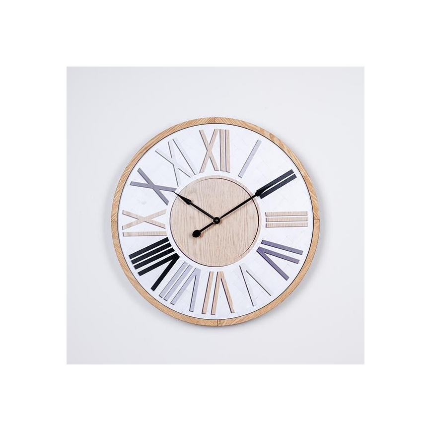 Horloge murale 1 pile AA Ø 50 cm blanche/beige