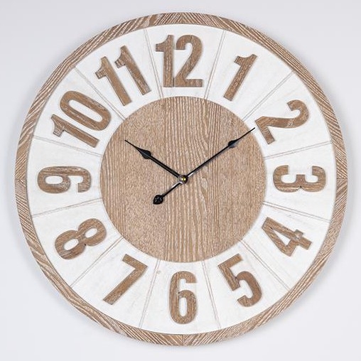 Horloge murale 1xAA d. 60 cm beige/blanc