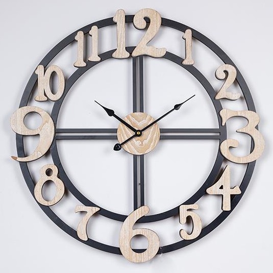 Horloge murale 1xAA d. 60 cm noir/beige