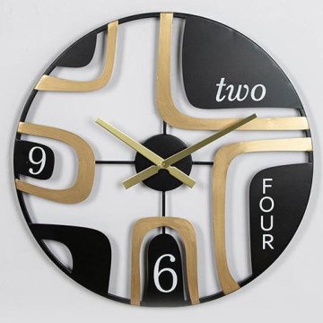 Horloge murale 1xAA d. 60 cm noir/doré